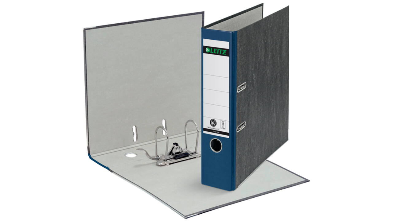 Ordner Leitz 1080 180° 80mm karton A4 blauw