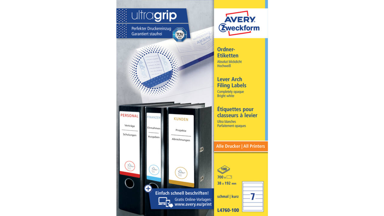 Rugetiket Avery Zweckform smal 38x192mm zelfklevend wit