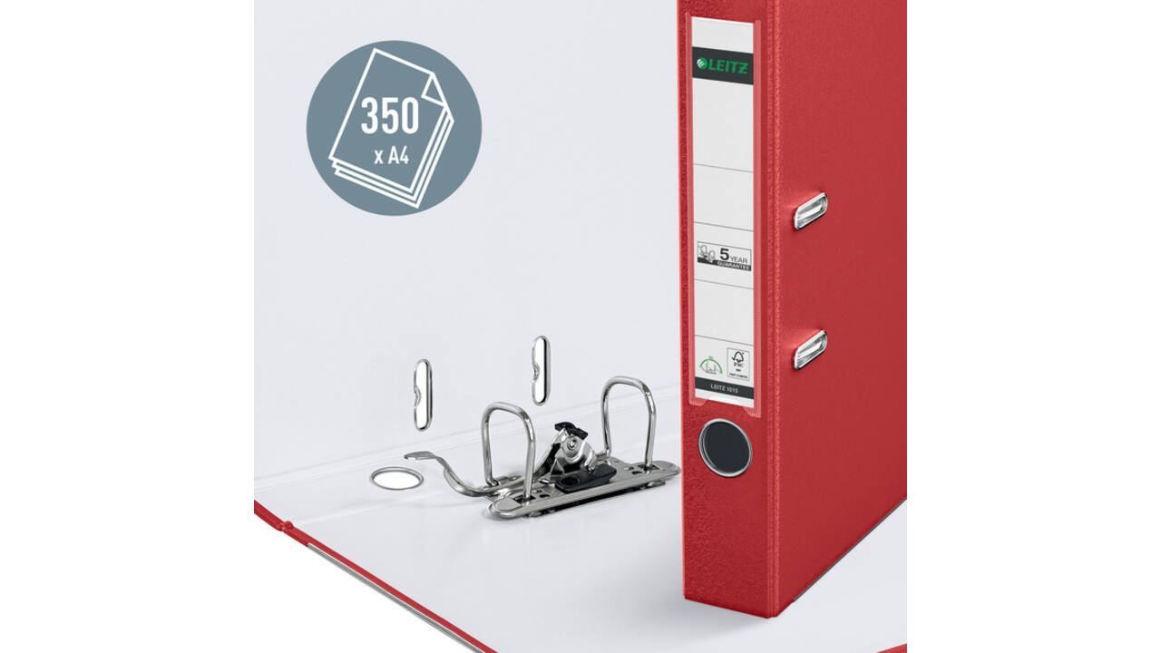 Ordner Leitz 1015 180° 52mm PP A4 rood