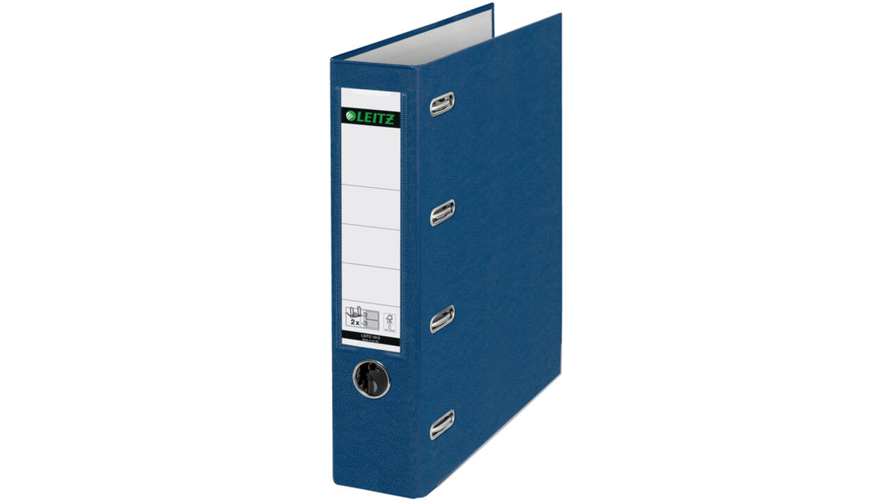 Giro-bank ordner Leitz A4 met dubbele mechaniek 80mm PP blauw