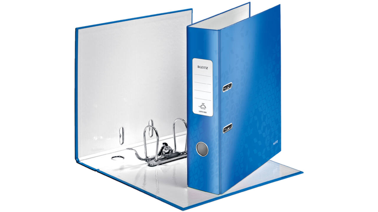 Ordner Leitz Wow 180° gelamineerd 85mm A4 blauw