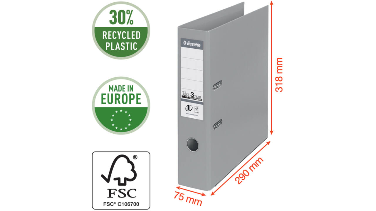 Ordner Esselte Vivida No.1 75mm PP A4 wit