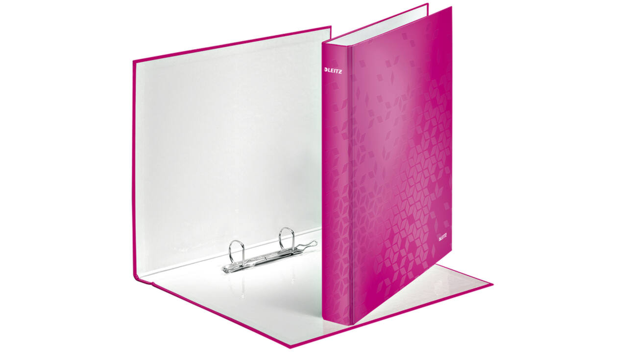 Ringband Leitz WOW A4 maxi 2-rings D-mechaniek 40mm roze