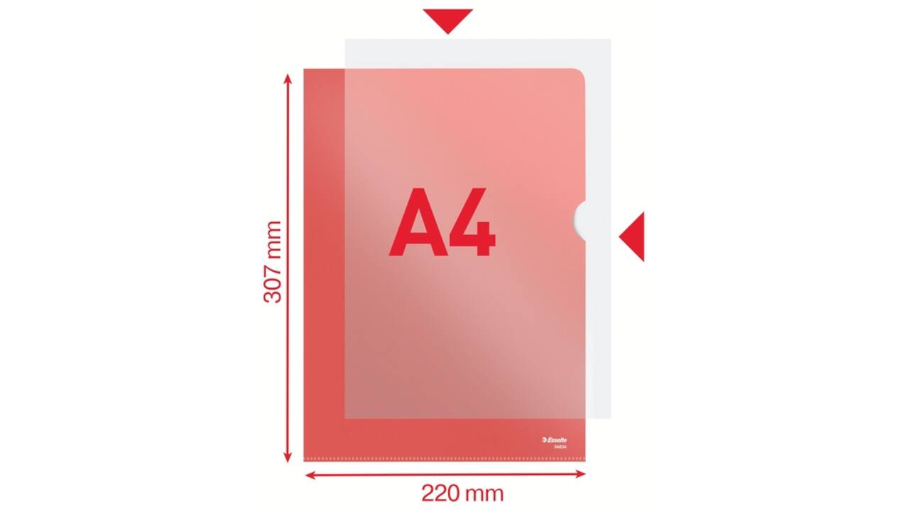 Insteekmap L-model Esselte standaard A4 0.11mm PP rood 100 stuks