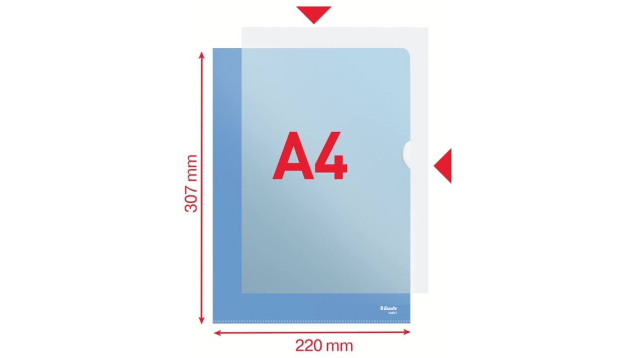 Insteekmap L-model Esselte standaard A4 0.11mm PP blauw 100 stuks