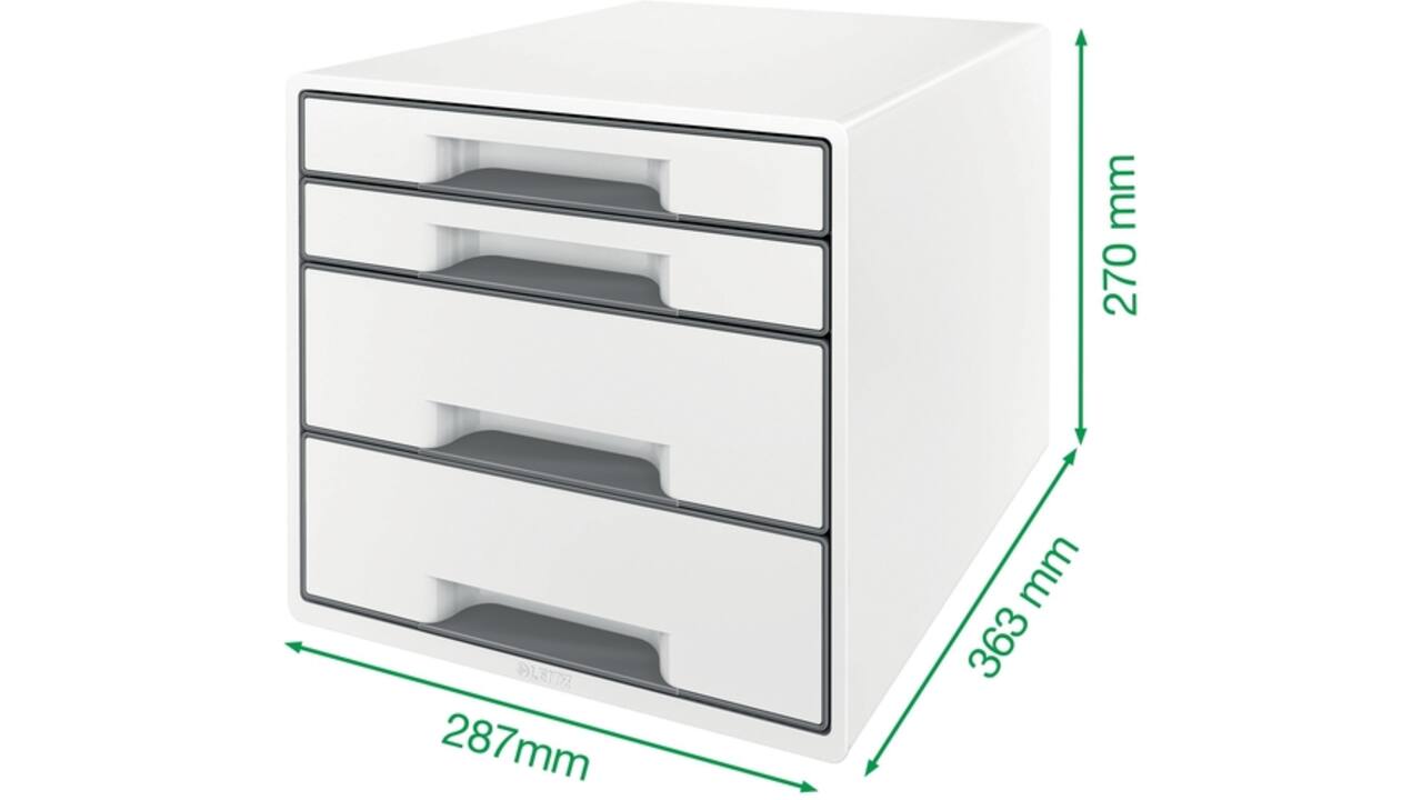 Ladenblok Leitz Wow Cube A4 maxi 4 laden wit/grijs