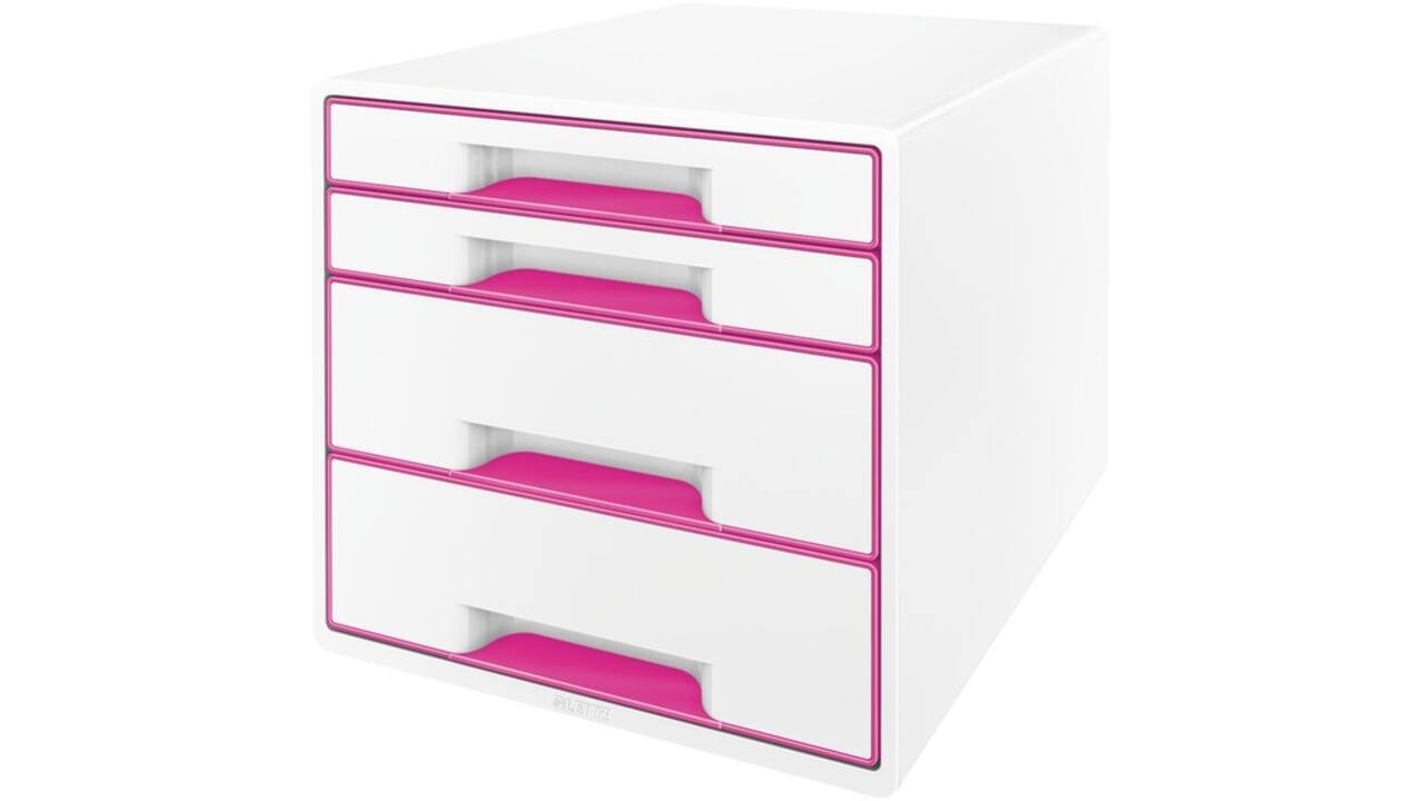 Ladenblok Leitz WOW 4 laden wit/roze