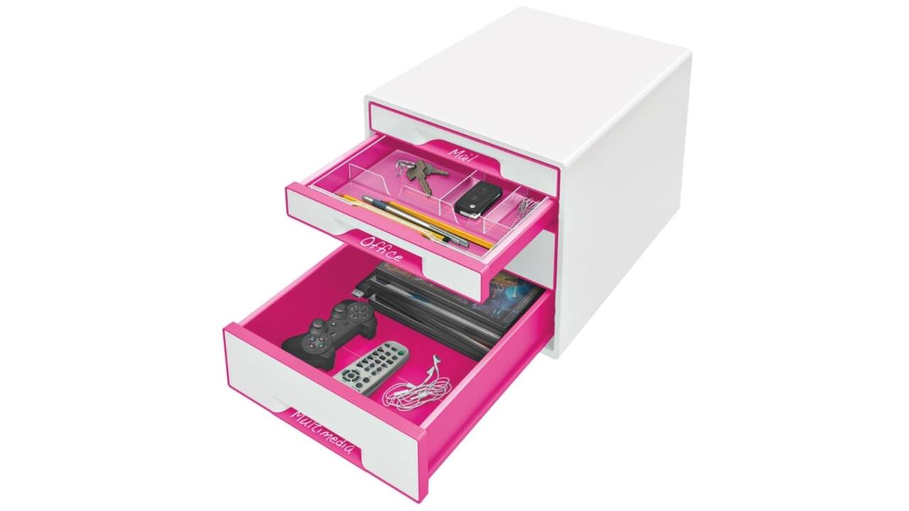 Ladenblok Leitz WOW 4 laden wit/roze
