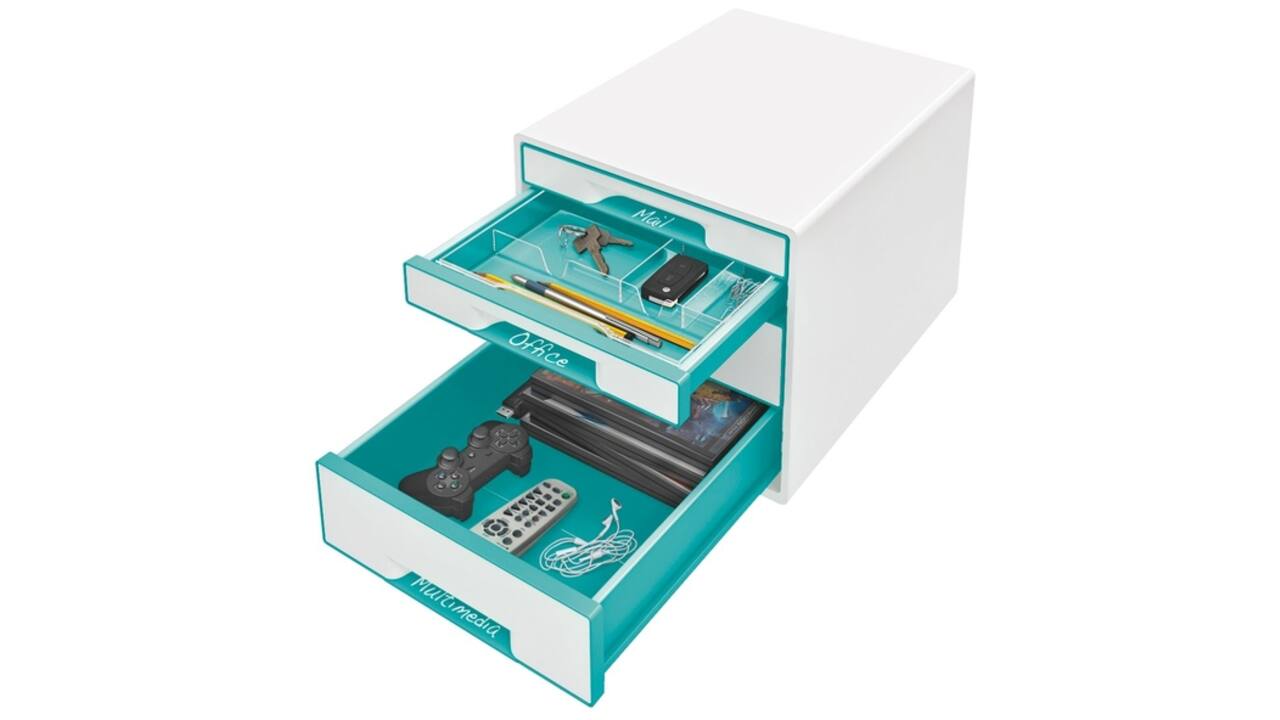 Ladenblok Leitz WOW 4 laden wit/ijsblauw