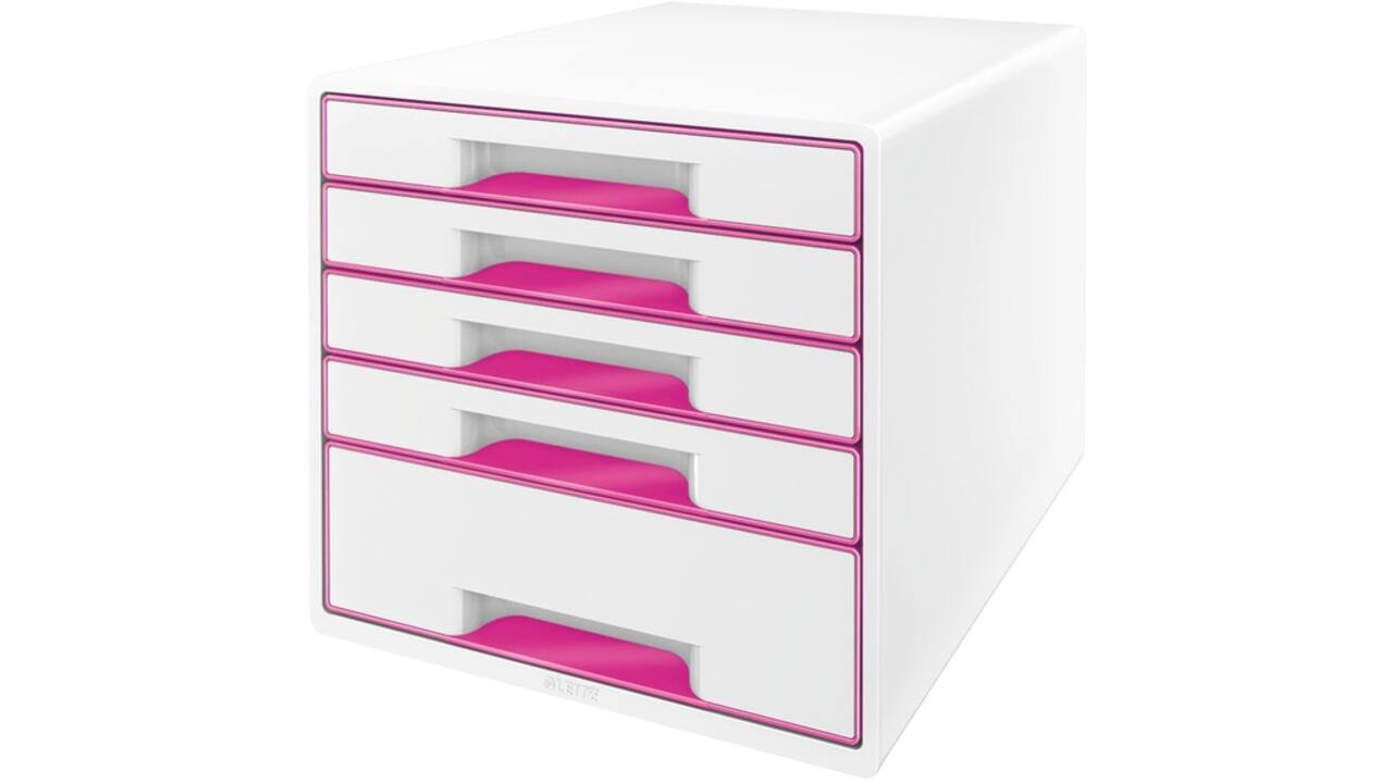 Ladenblok Leitz WOW 5 laden wit/roze