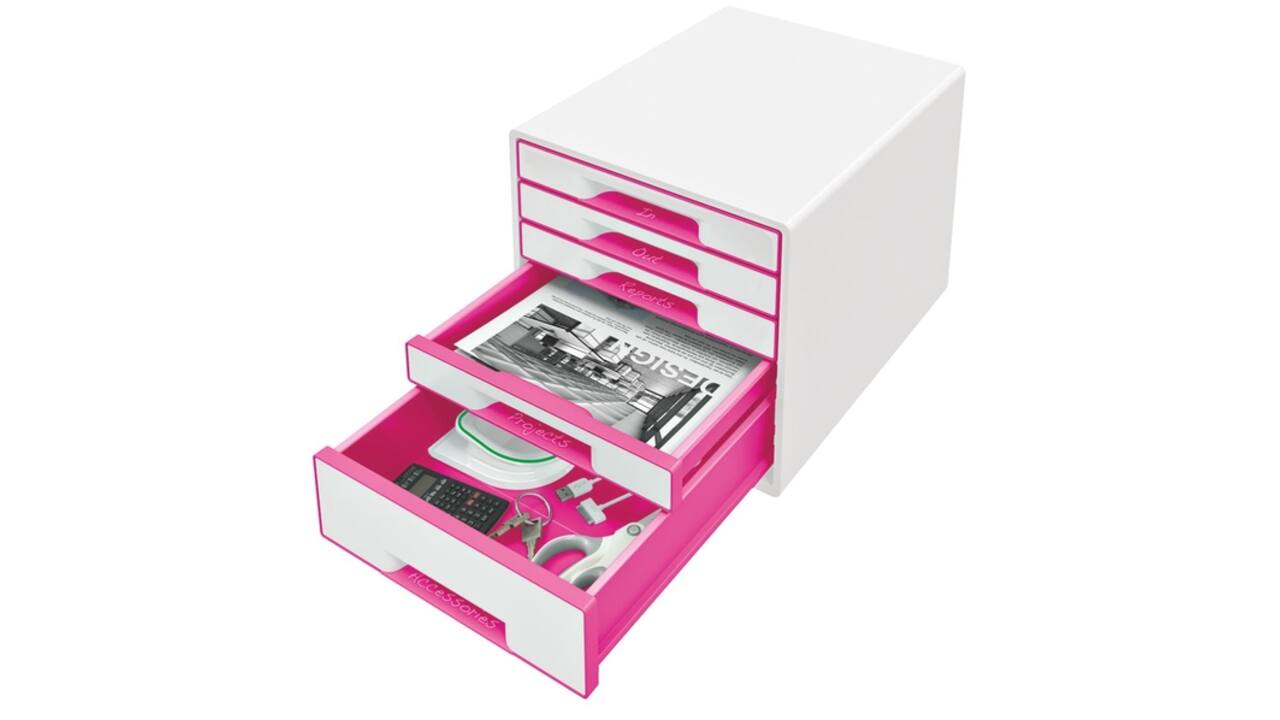 Ladenblok Leitz WOW 5 laden wit/roze