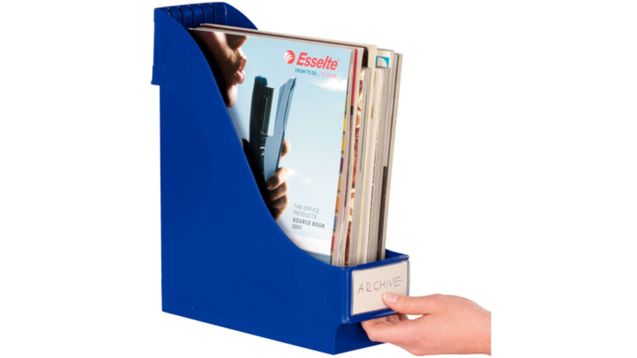 Tijdschriftencassette Leitz extra breed blauw