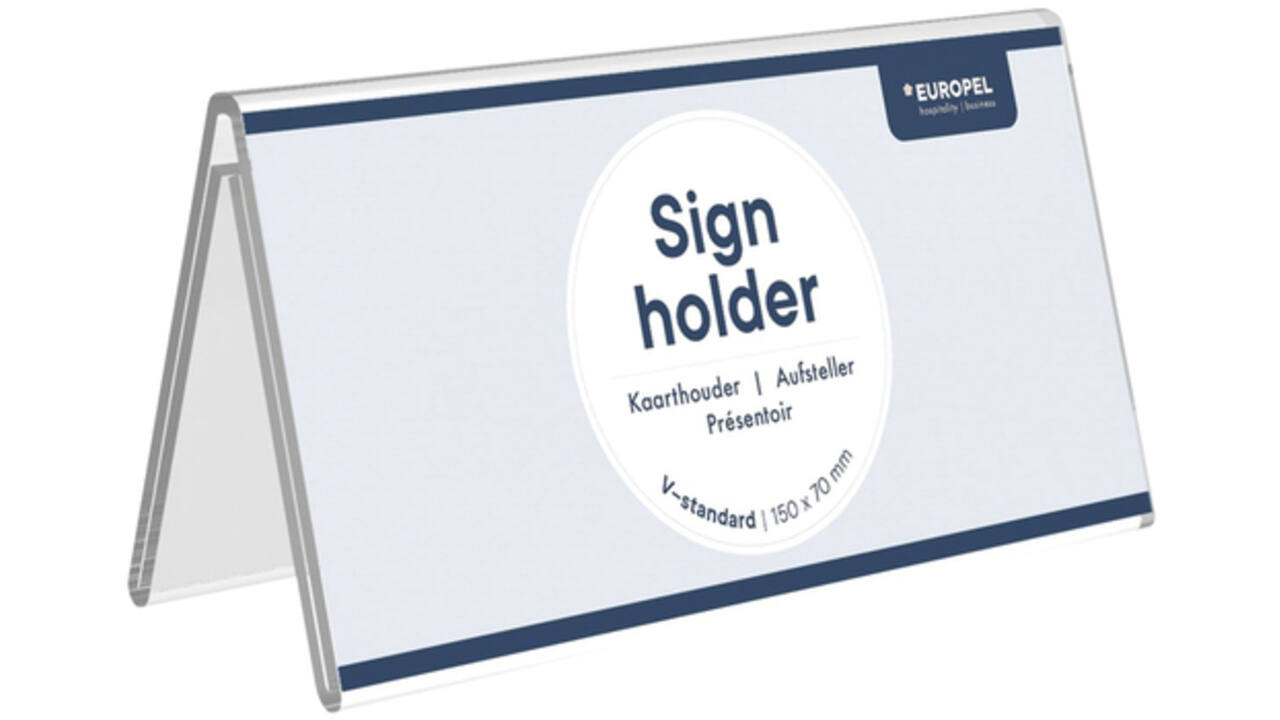 Tafelnaambord Europel V-standaard 150mmx70mm acryl