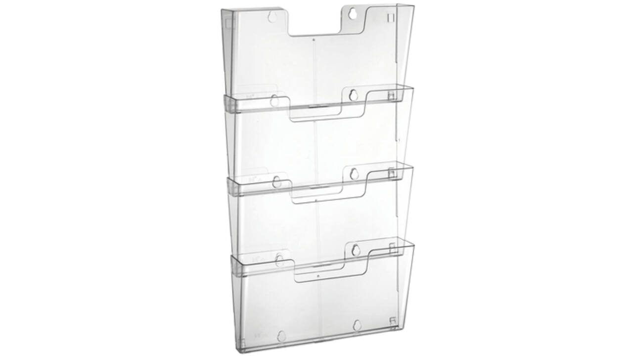 Folderhouder Europel 4x A4 wand liggend koppelbaar transparant