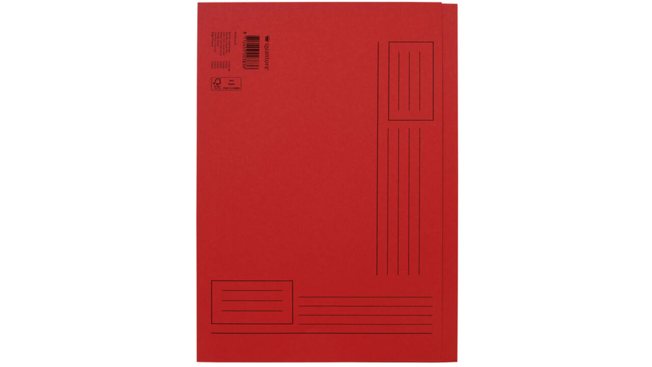 Vouwmap Quantore A4 ongelijke zijde 250gr rood