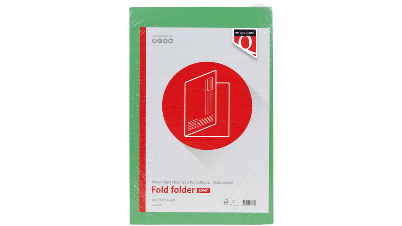 Vouwmap Quantore Folio ongelijke zijde 250gr groen