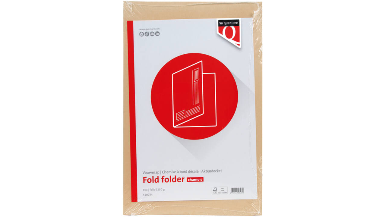 Vouwmap Quantore Folio ongelijke zijde 250gr beige