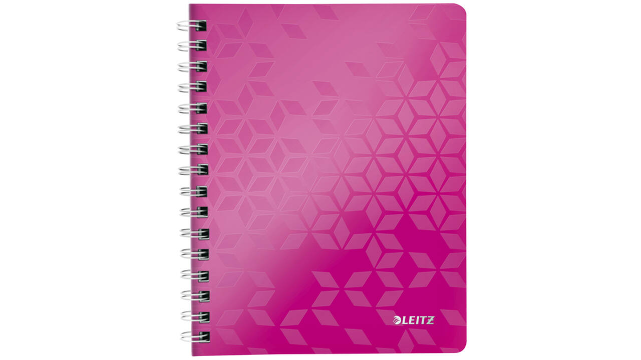Notitieboek Leitz WOW A5 spiraal PP lijn roze