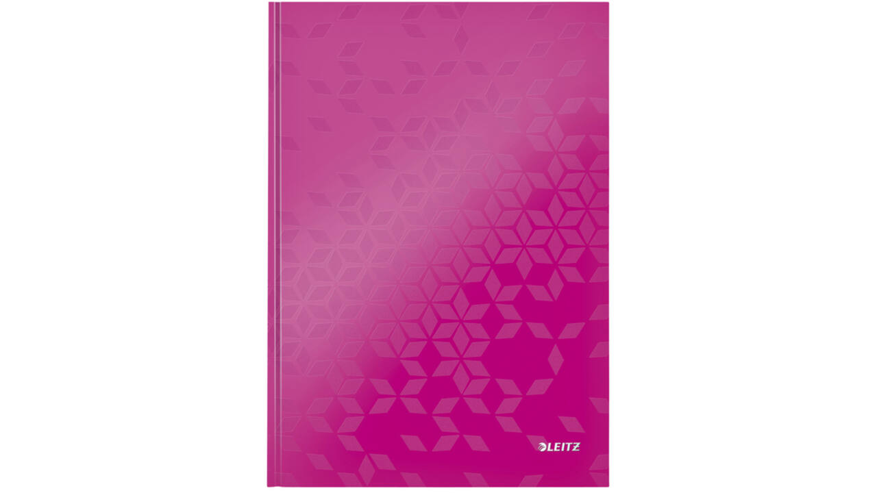 Notitieboek Leitz WOW A4 160blz 90gr lijn roze