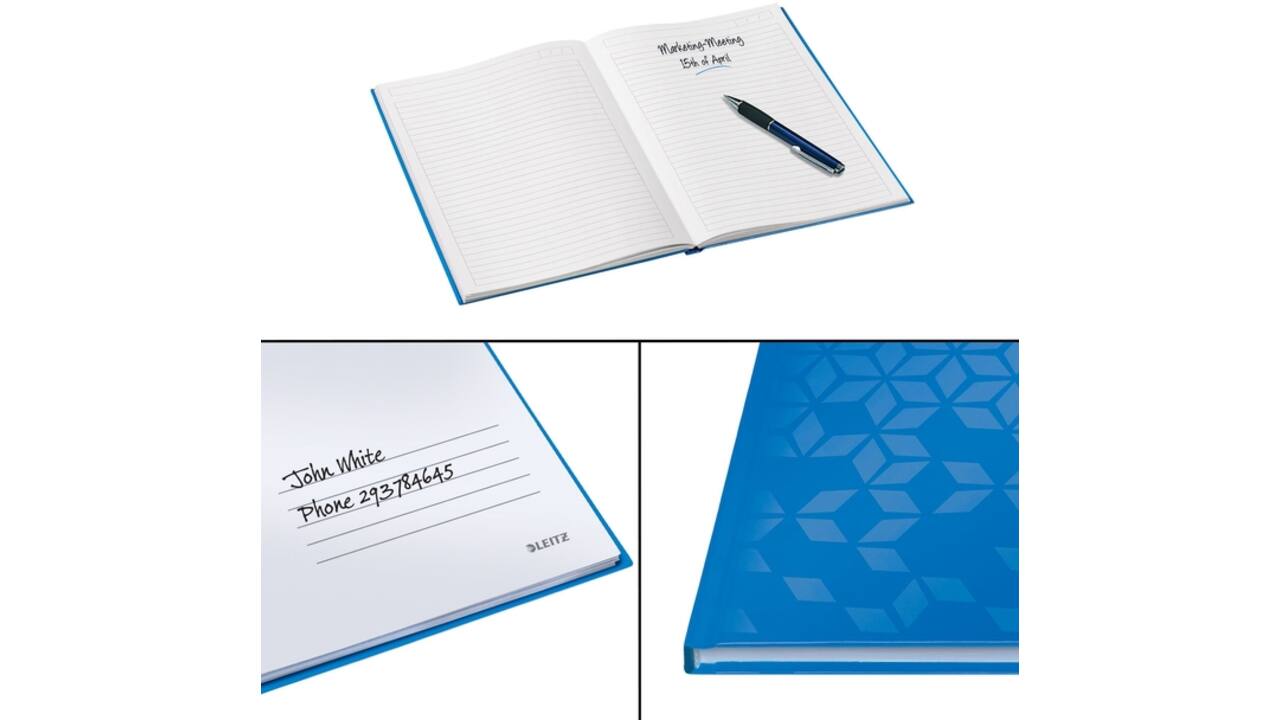 Notitieboek Leitz WOW A5 160blz 90gr lijn blauw