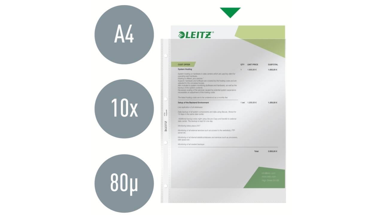 Showtas Leitz Premium standaard copy safe 0.09mm 4-gaats PVC A4 glashelder 100 stuks
