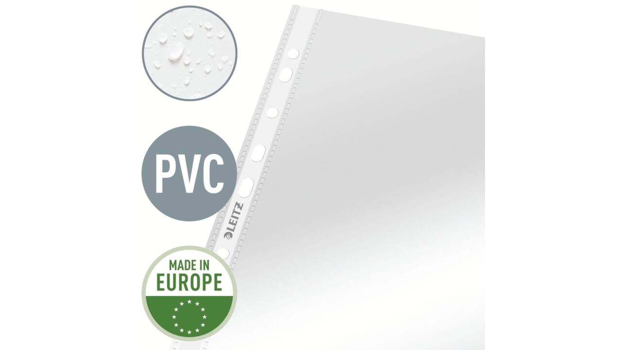 Showtas Leitz Premium standaard copy safe 0.09mm 4-gaats PVC A4 glashelder 100 stuks