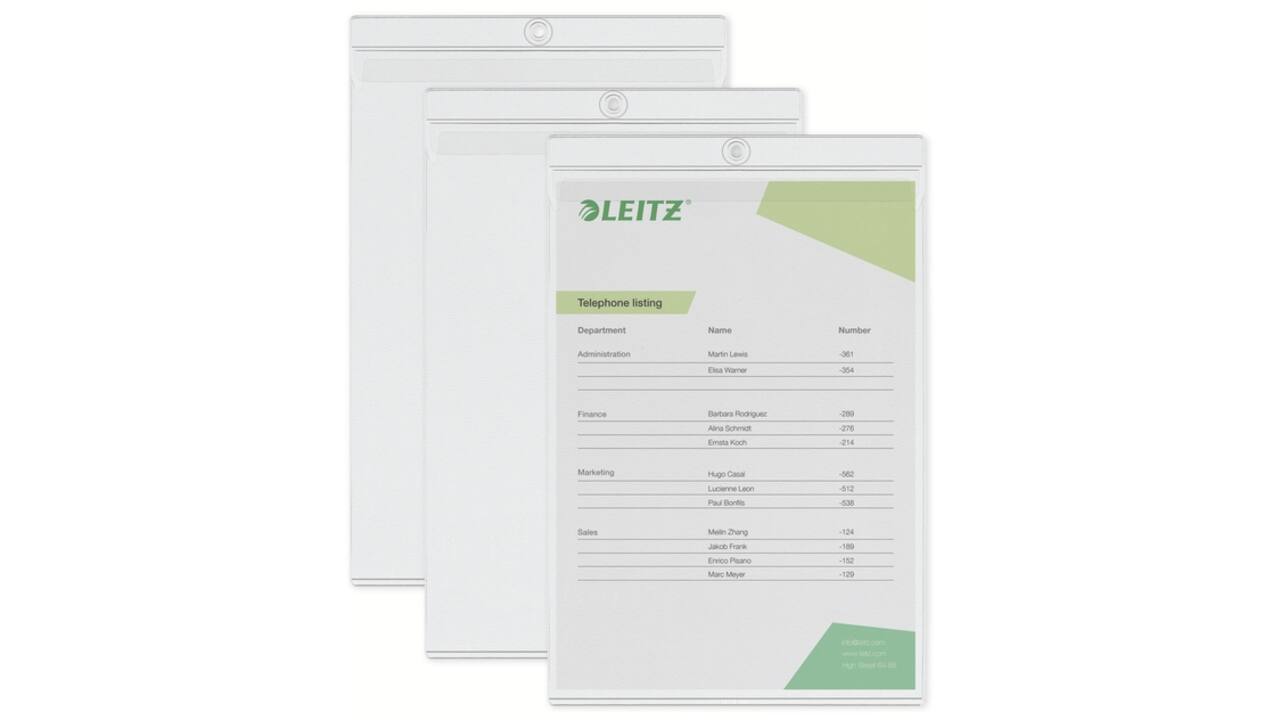 Insteekmap U-model Leitz Premium met ophangoog 0.20mm PVC A4 transparant 50 stuks