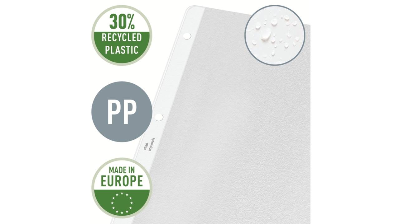 Showtas Leitz Premium met uitsnede copy safe 0.13mm PP A4 transparant 100 stuks