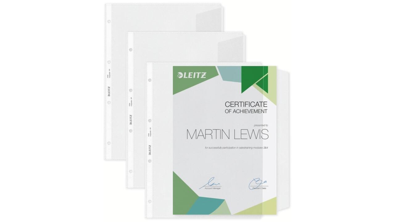 Showtas Leitz Premium met klep copy safe 0.13mm PP A4 transparant 50 stuks