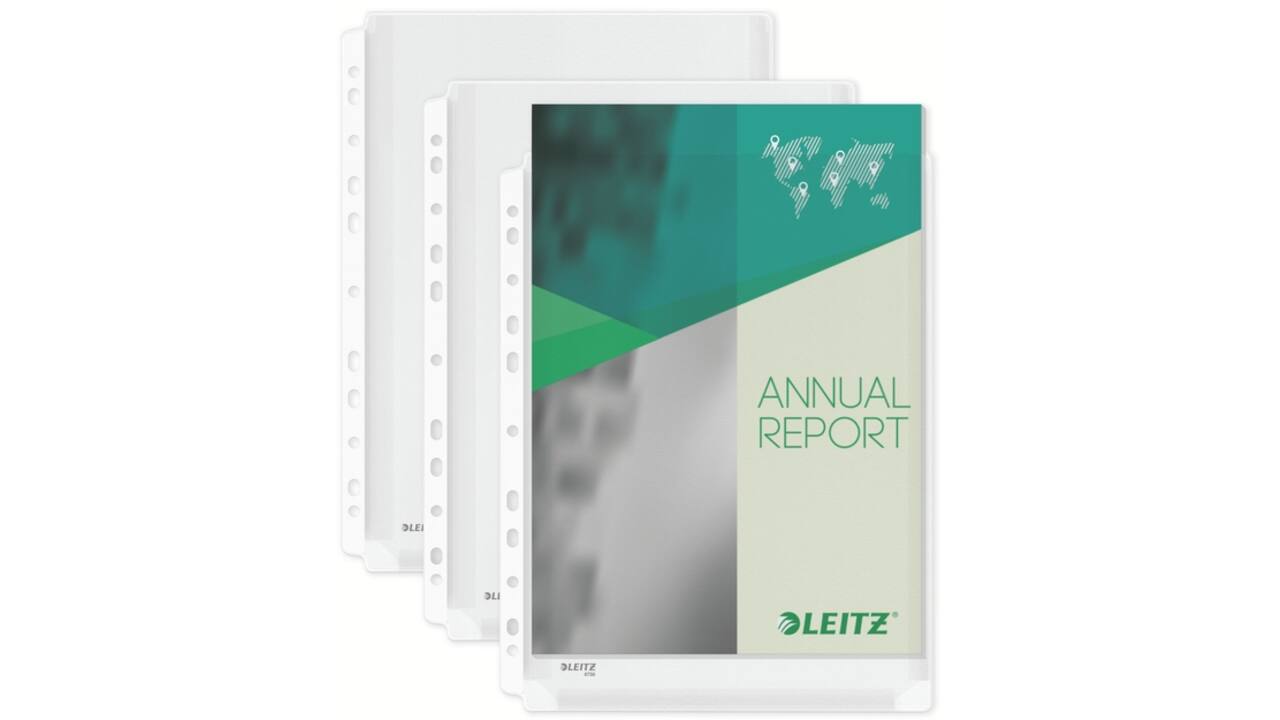 Harmonica showtas Leitz Premium met perforatiestrip 180µ PVC A4 5 stuks glashelder 5 stuks