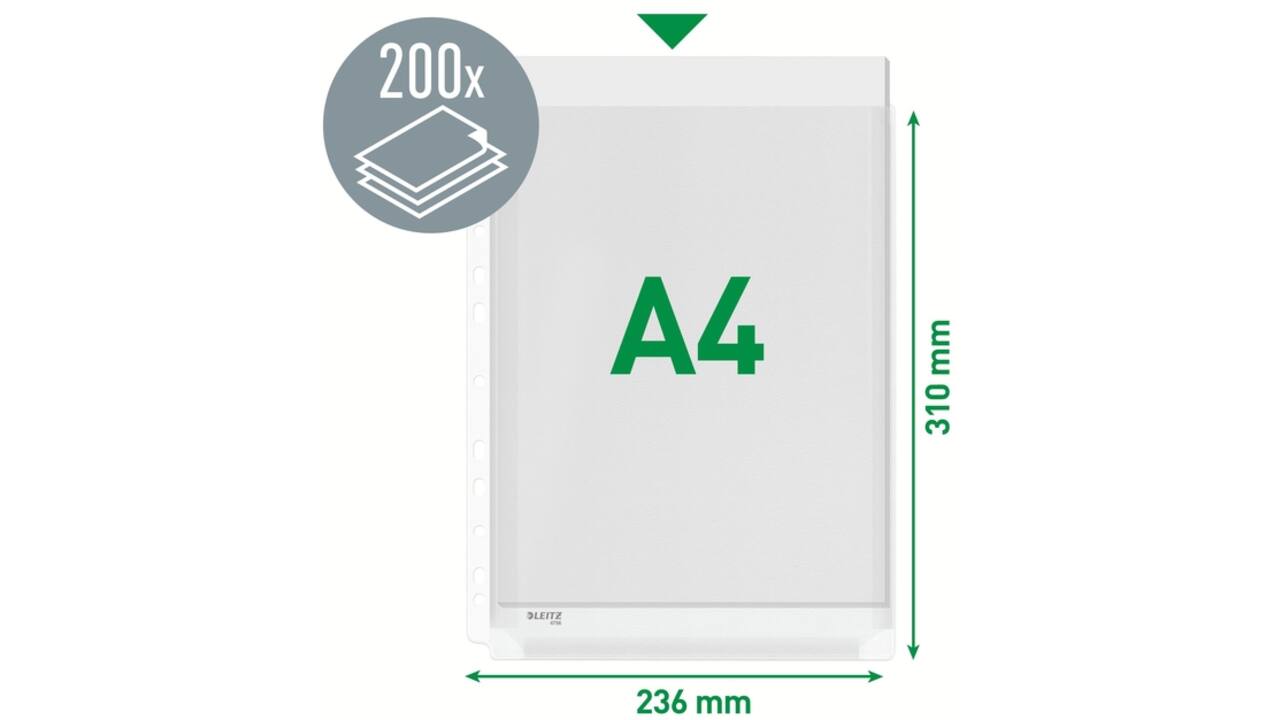 Harmonica showtas Leitz Premium met perforatiestrip 180µ PVC A4 5 stuks glashelder 5 stuks