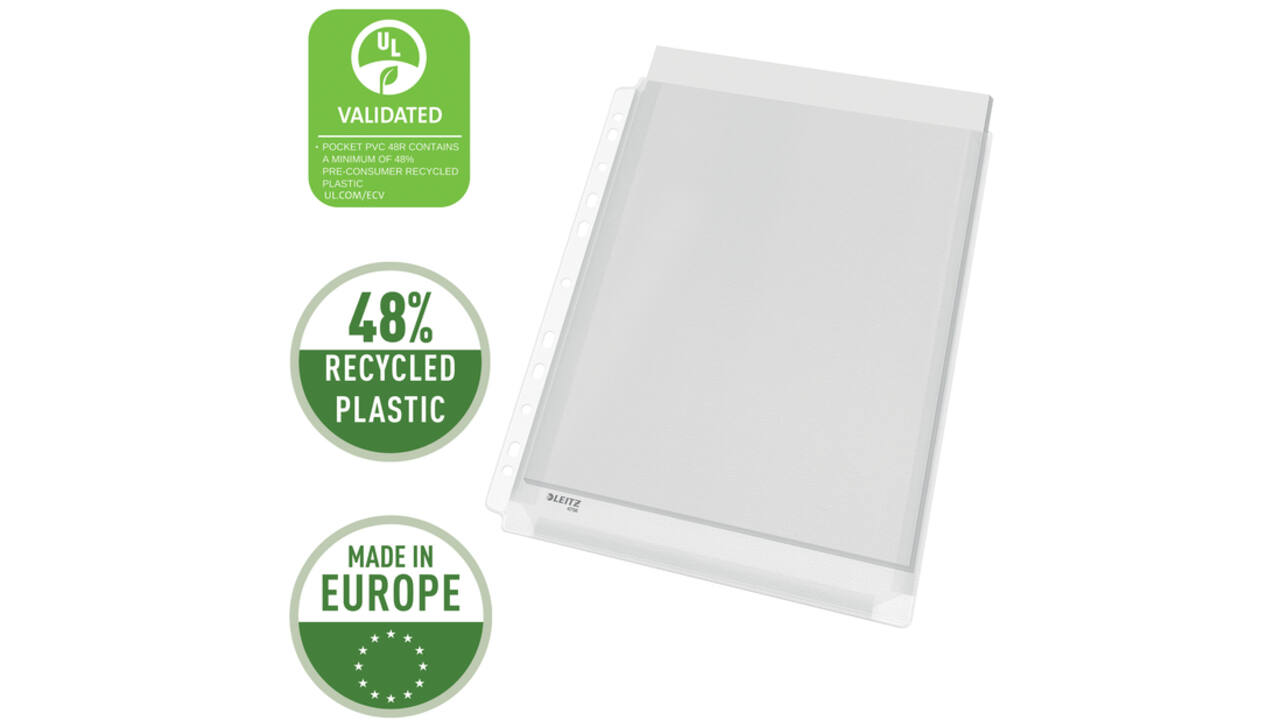 Harmonica showtas Leitz Premium met perforatiestrip 180µ PVC A4 5 stuks glashelder 5 stuks