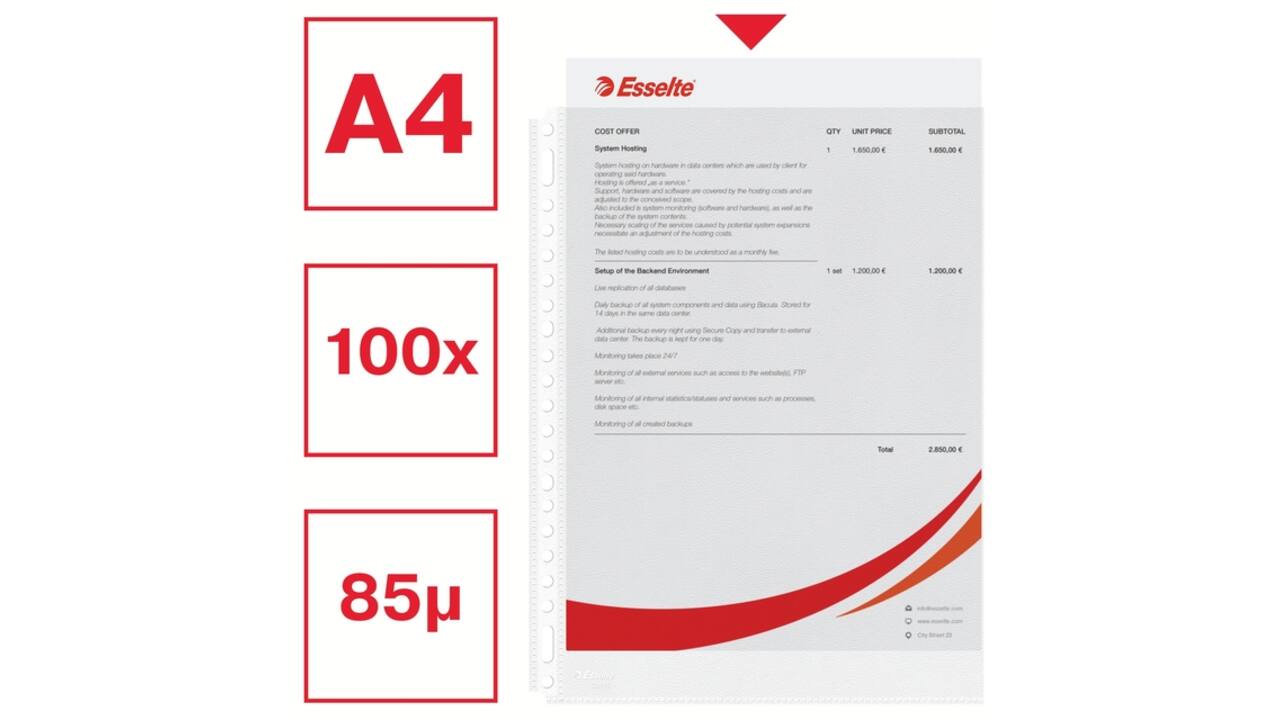 Showtas Esselte 0.08mm 21-gaats A4 mat 100 stuks