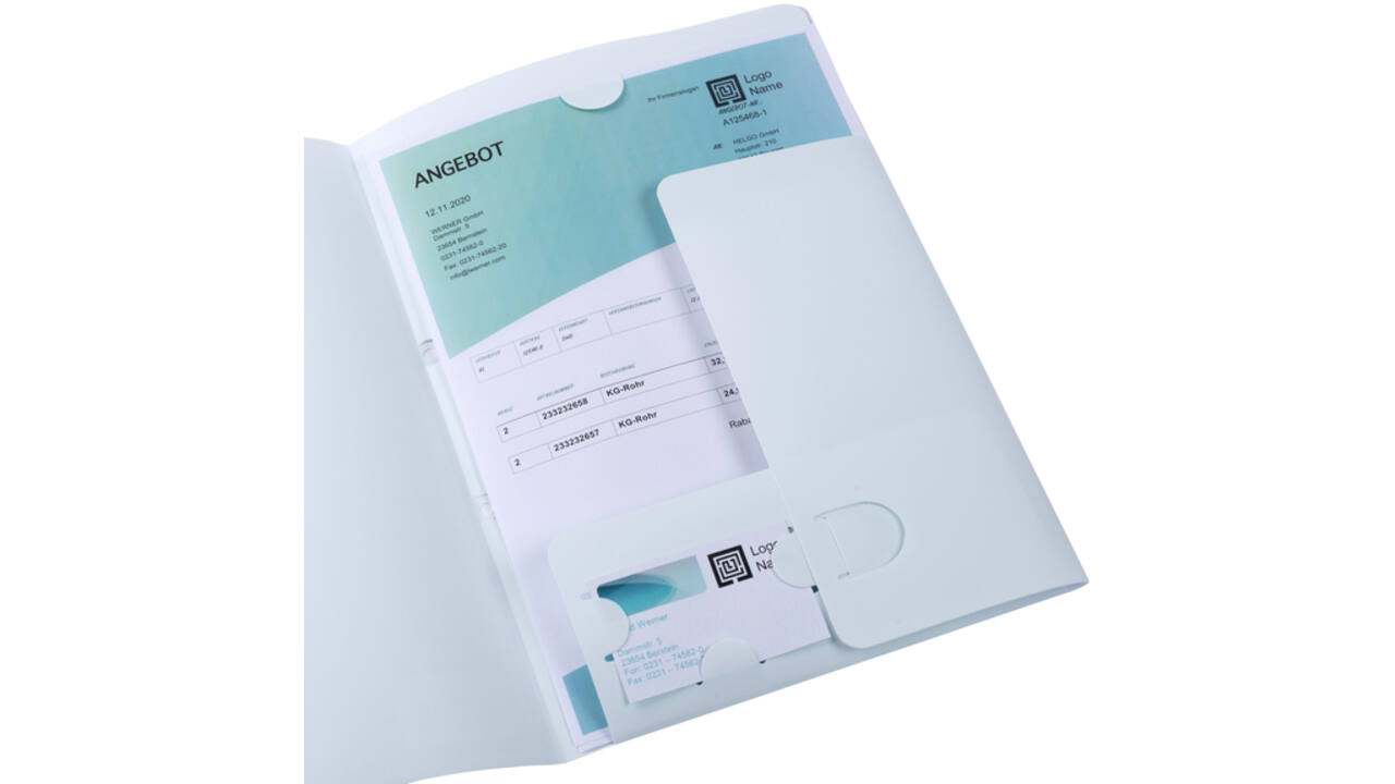 Offertemap Oxford A4 met insteektas 2 kleppen 0.5mm PP wit