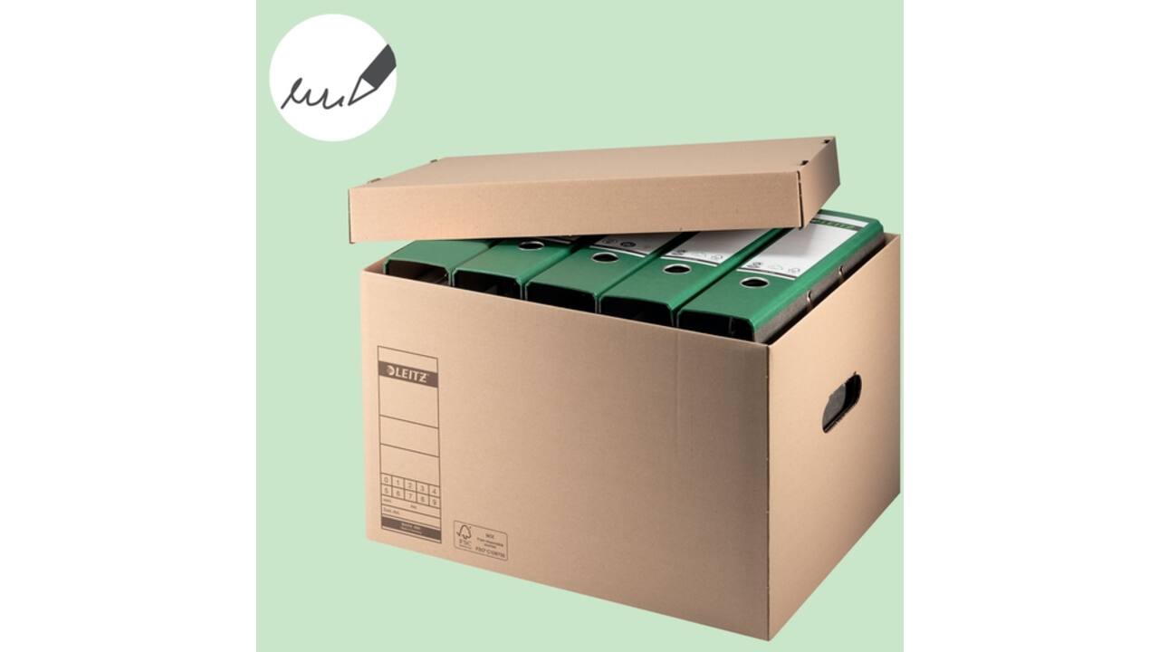 Archief- en transportdoos met deksel Leitz Premium 335x280x440mm natuurbruin