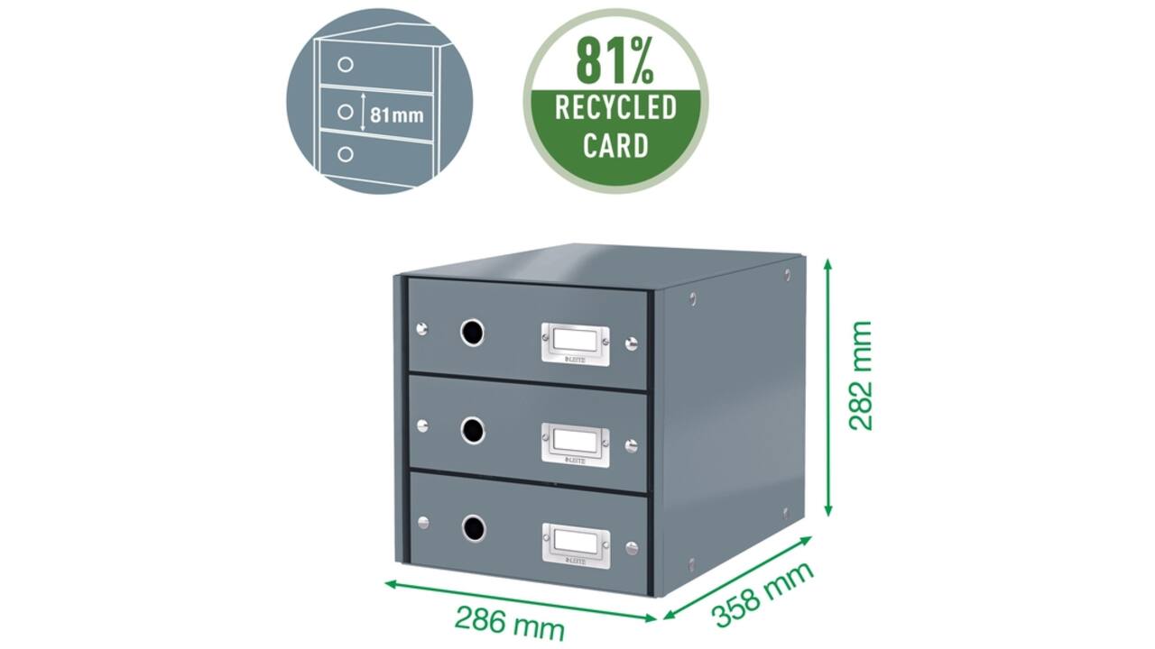 Ladenkast Leitz WOW Click & Store 4 laden zwart