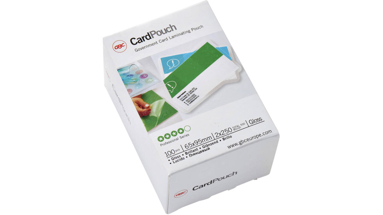 Lamineerhoes GBC overheids card 65x95mm 2x250micron 100stuks