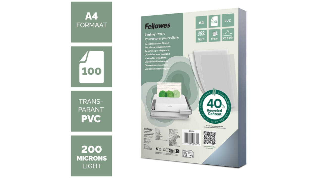 Voorblad Fellowes A4 PVC 200micron 100stuks