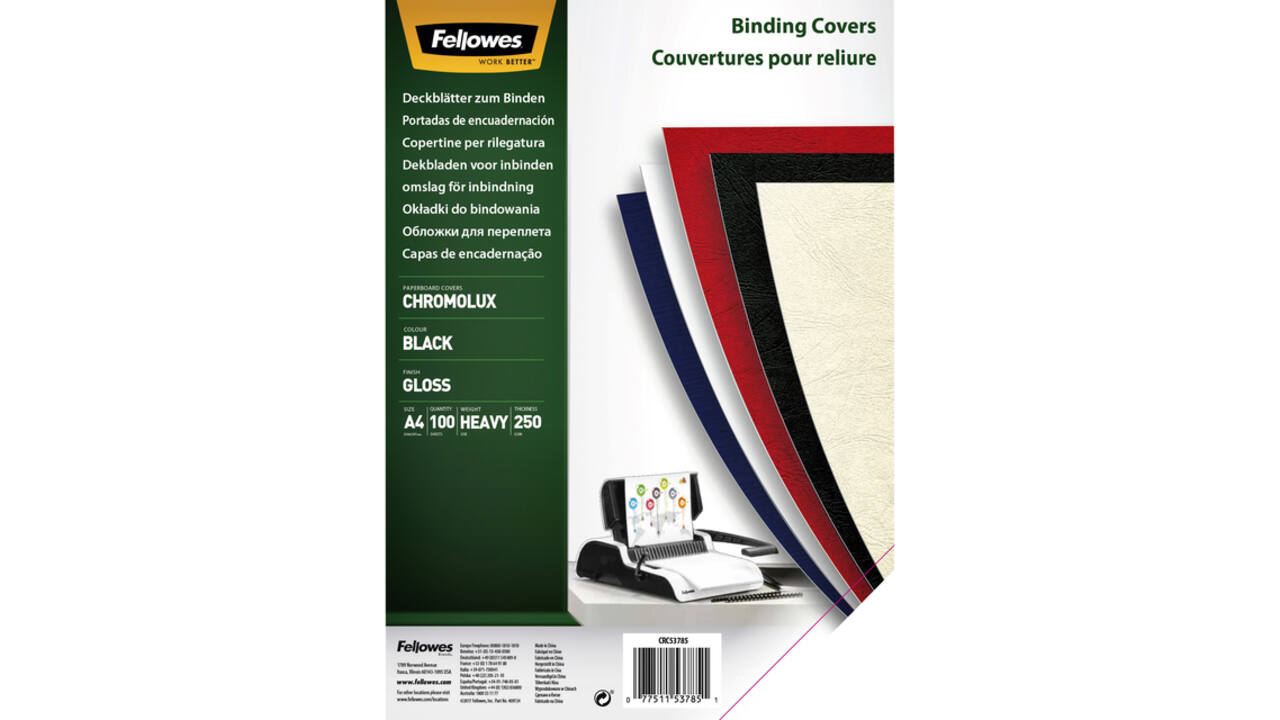 Voorblad Fellowes A4 Chromolux 250gr zwart 100stuks