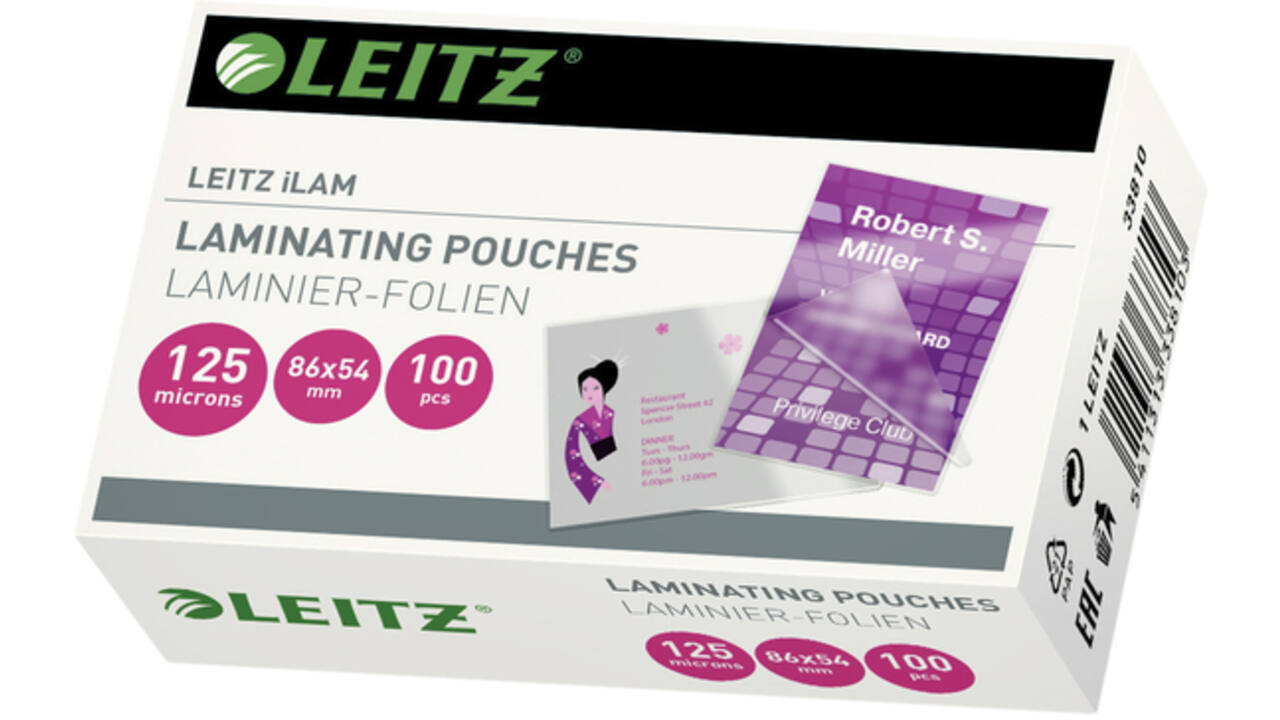 Lamineerhoes Leitz iLAM 54x86mm 2x125micron EVA 100 stuks