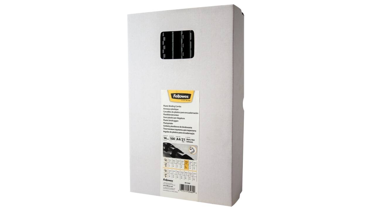 Bindrug Fellowes 14mm 21rings A4 zwart 100stuks