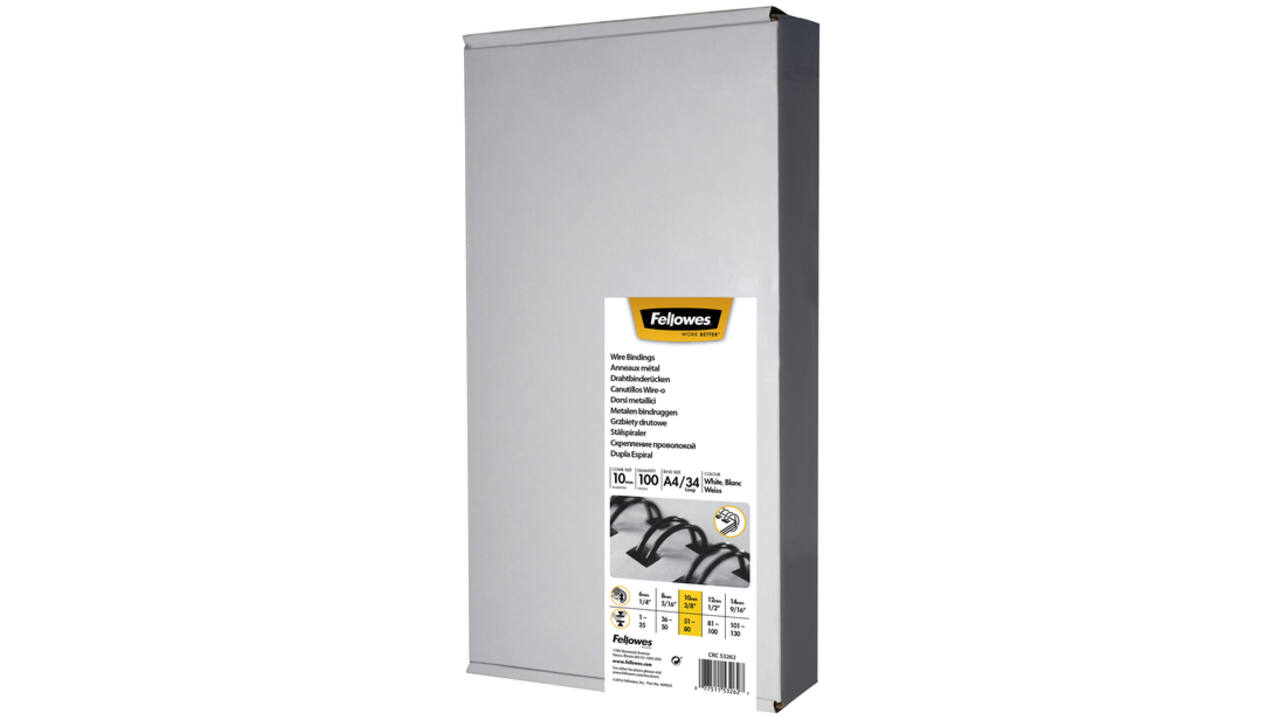 Draadrug Fellowes 10mm 34-rings A4 wit 100stuks