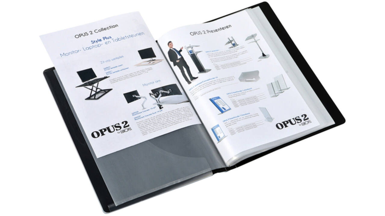 Showmap Opus 2 frontview A5 20-tassen antraciet