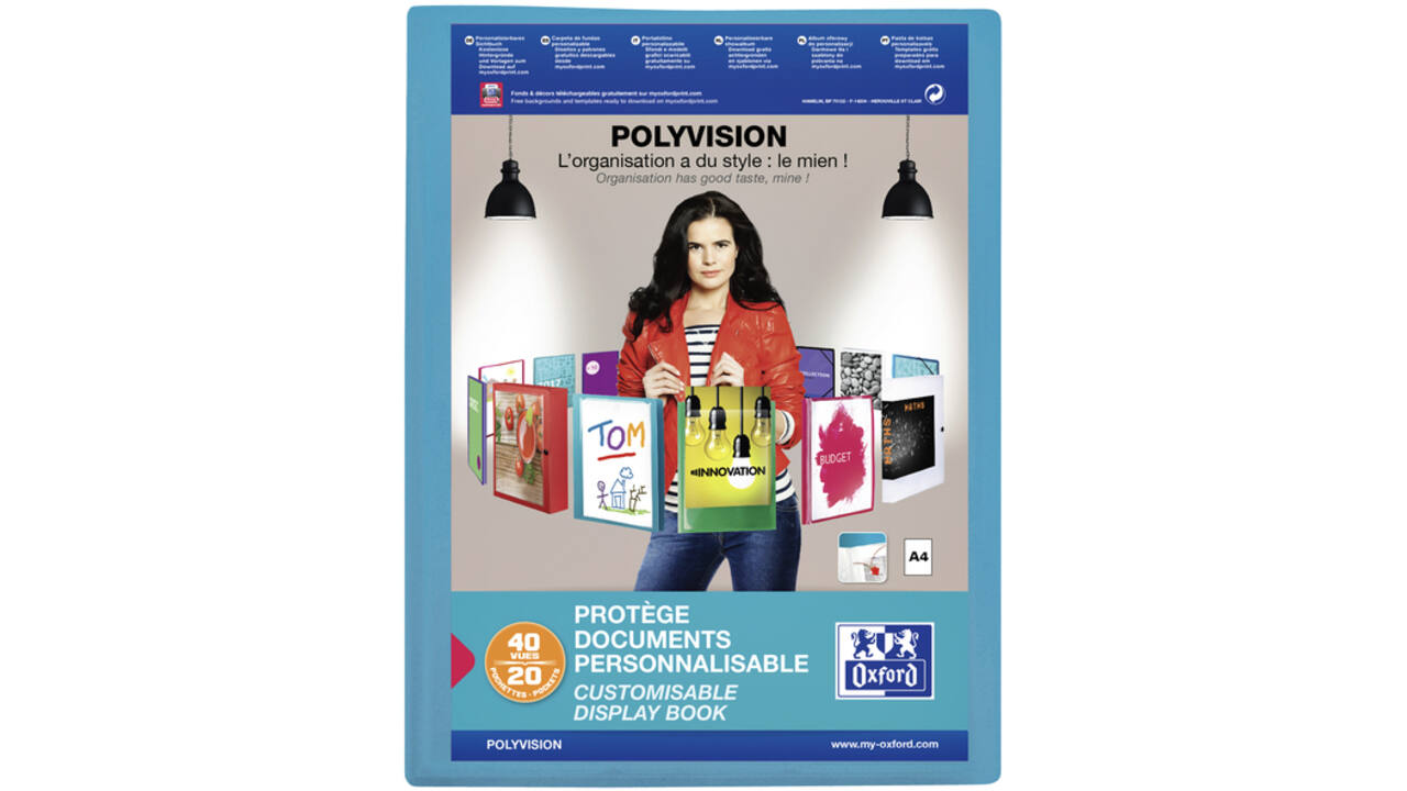 Showalbum Oxford Polyvision A4 20-tassen PP blauw
