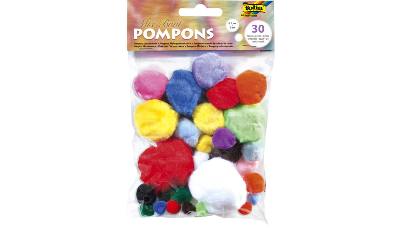 Pompon Folia 30 stuks diverse kleuren en afmetingen