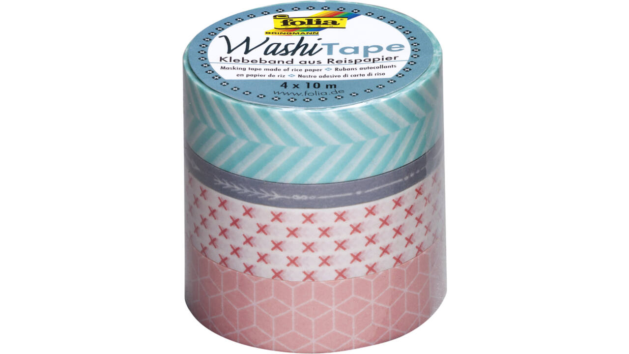 Washi tape Folia geometrisch 3x 15mmx10m 1x 5mmx10m