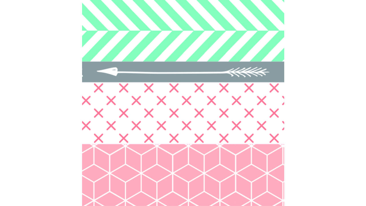 Washi tape Folia geometrisch 3x 15mmx10m 1x 5mmx10m