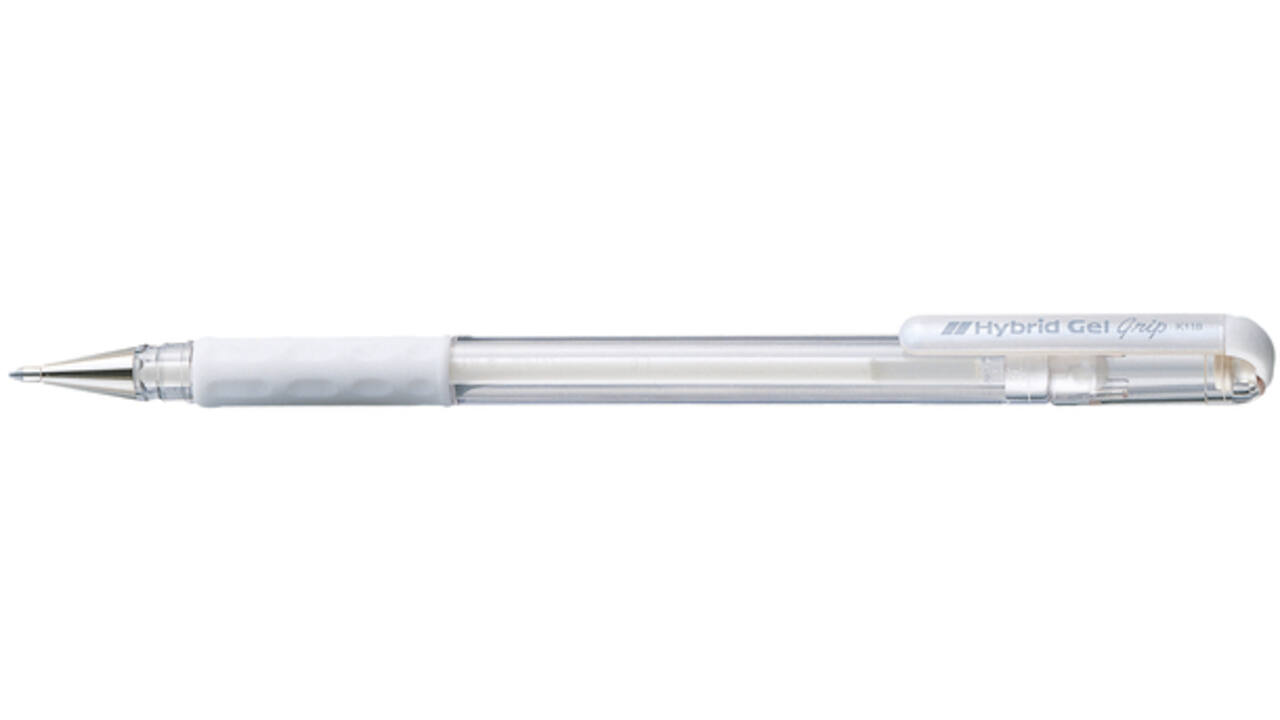 Gelschrijver Pentel K118 Grip medium wit