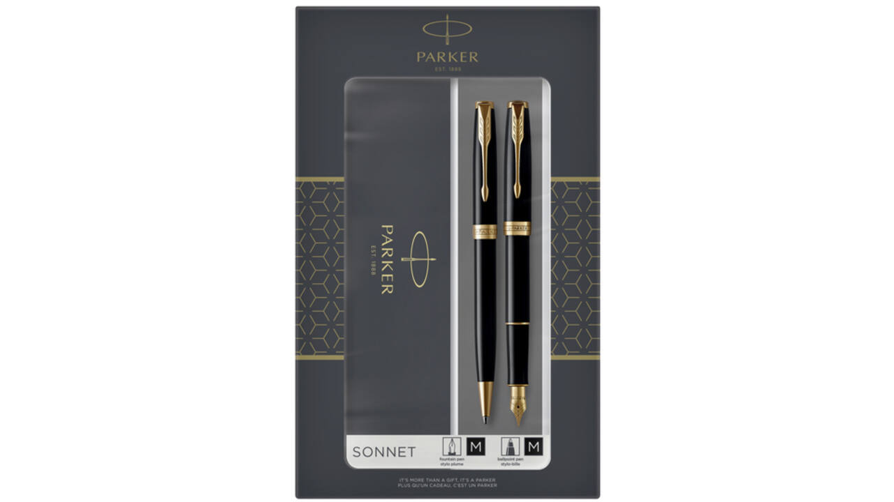 Balpen en vulpen Parker Sonnet black lacquer GT medium