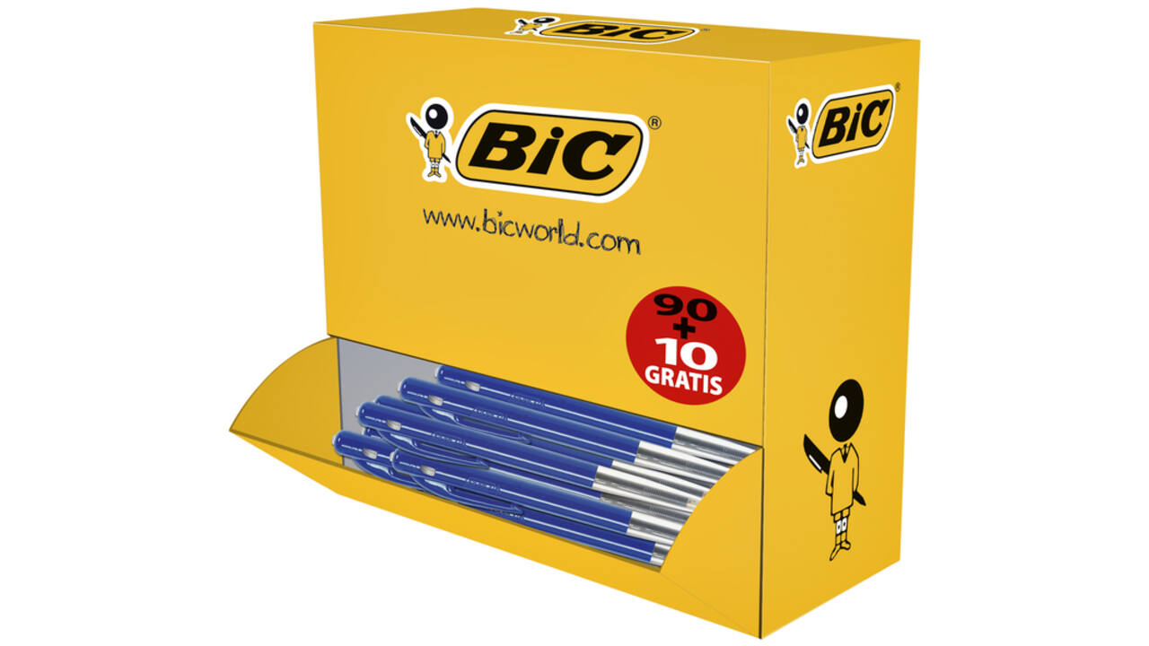 Balpen Bic M10 medium blauw doos 90+10 gratis